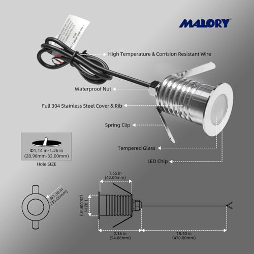 1W Recessed Low Voltage Deck Light 6 Pack 1.4 Inch (6 Count)