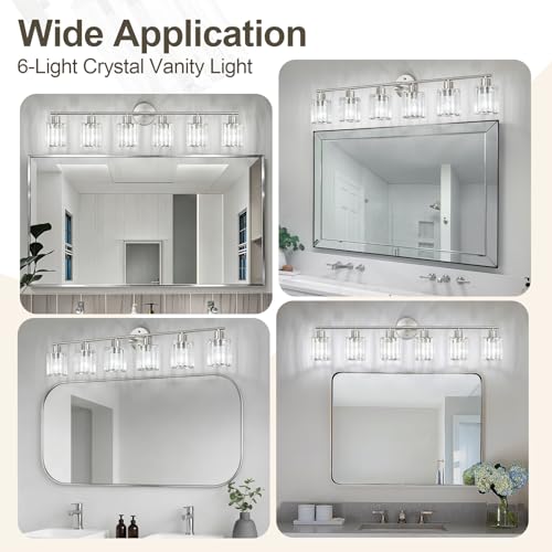Modern Brushed Nickel Crystal Bathroom Light Fixtures