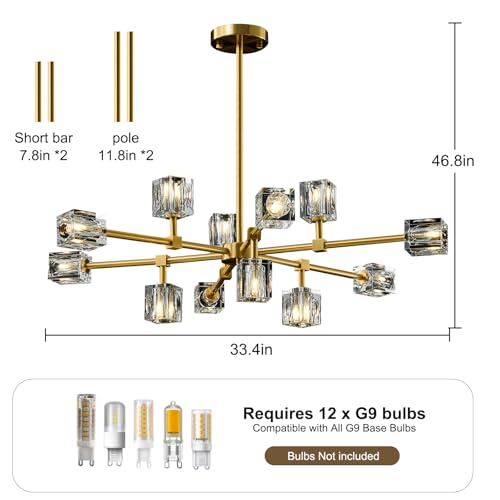 Modern Sputnik Crystal Brass Chandelier