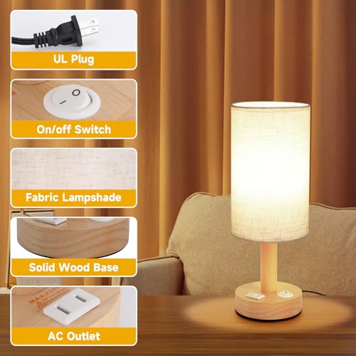 Small Bedside Table Lamp with AC Outlet