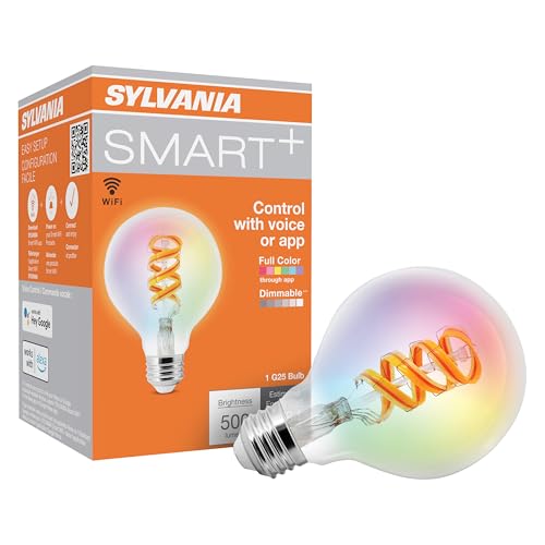 Sylvania WiFi LED Smart G25 RGBW Color and Amber Finish Filament Light Bulb