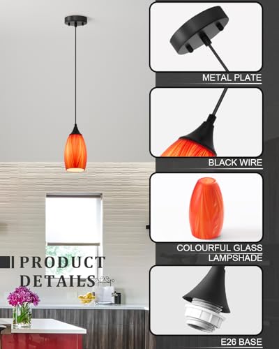 Vintage Art Orange Pendant Lighting (3 Count)