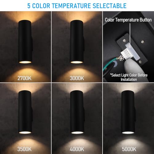 4 Pack 18 Inch 5CCT LED Cylinder Up Down Wall Light Outdoor (4 Count)