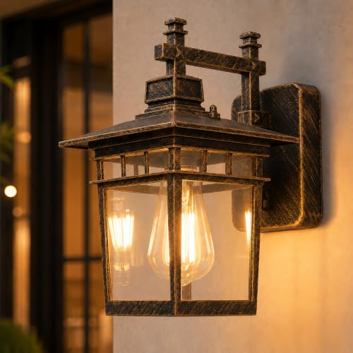 13'' Brown Medium Outdoor Wall Light Fixture with Closed Bottom (Brown)