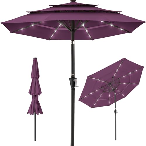 10ft 3 Tier Solar Patio Umbrella
