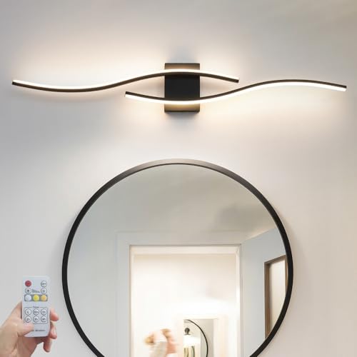 Black Vanity Lights Fixtures Over Mirror