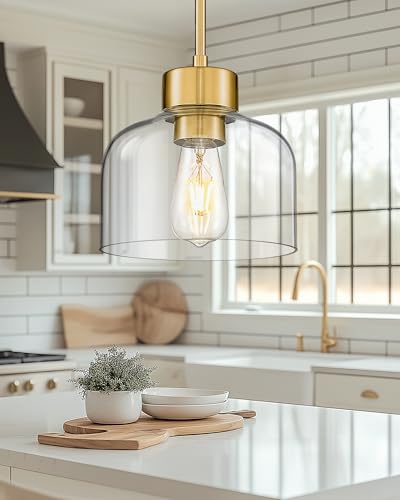 2 Pack 8" Brushed Gold Pendant Lights Kitchen Island