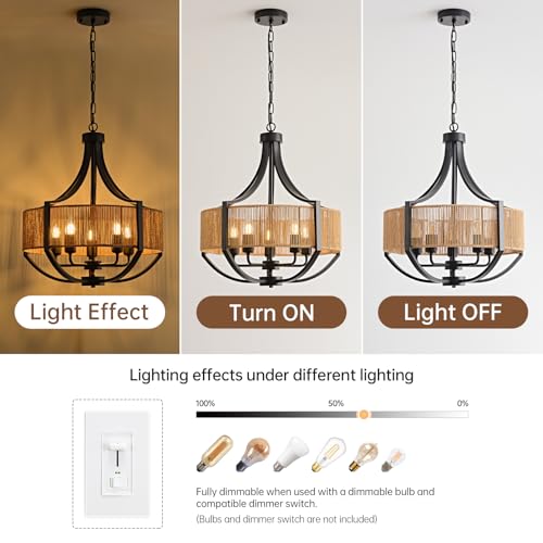 20" Rattan Chandelier