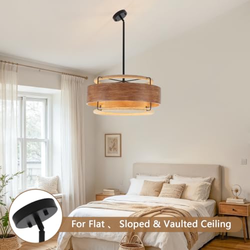 19.5" Farmhouse Rattan Chandelier