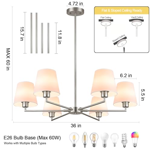 Brushed Nickel Chandeliers for Dining Room