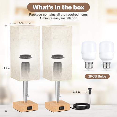 Bedside Lamp for Bedroom Set of 2 (2 Count)