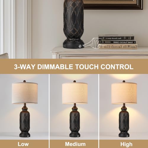 Black Farmhouse Lamps for Living Room Set of 2 (2 Count)