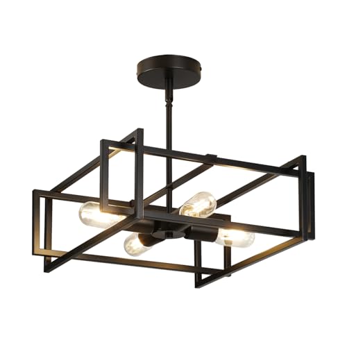 Modern Black Semi Flush Mount Ceiling Light Fixture 16.5"