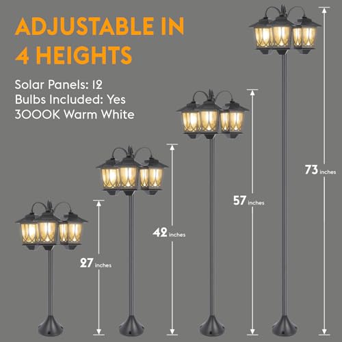 3 Head Solar Lamp Post Light