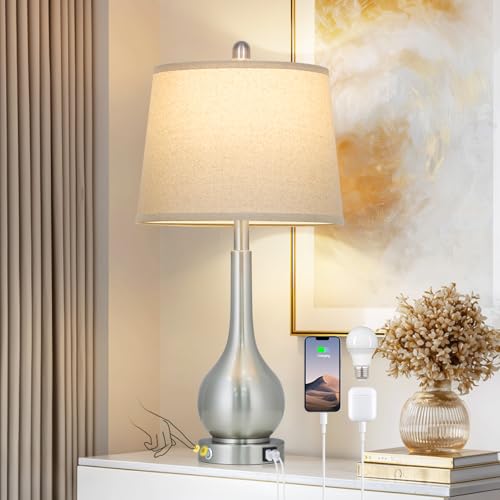 26" Silver Table Lamp for Bedroom