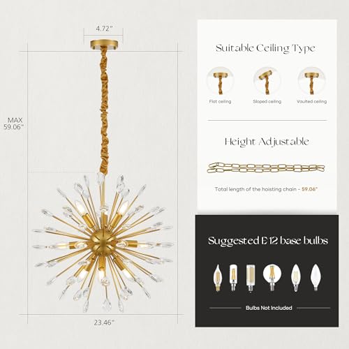 12 Light Gold Sputnik Chandelier