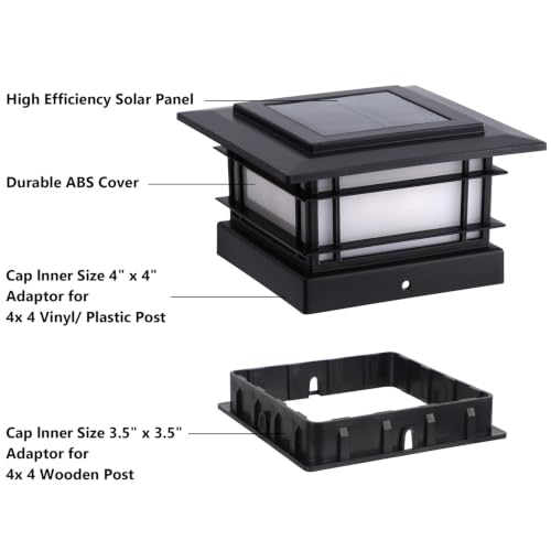 4x4 Solar Post Cap Lights Outdoor with Flickering Flame (4 Count)