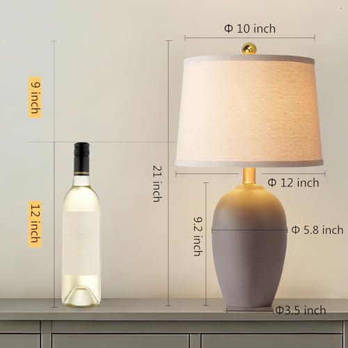 21'' Set of 2 Farmhouse Ceramic Small Table Lamps for Living Room Bedroom (2 Count)