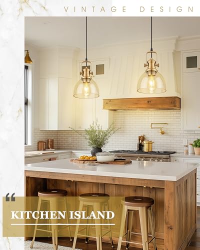 2 Pack 7.5" Brushed Gold Pendant Light Kitchen Island (2 Count)