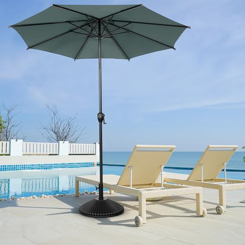 11FT Lyon Outdoor Patio Umbrella Outdoor Table Umbrella with Push Button Tilt and Crank Market Umbrella 8 Sturdy Ribs UV Protection Waterproof for Garden Deck Backyard Pool Grey