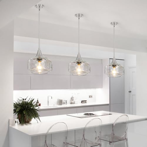 Brushed Nickel Pendant Light Adjustable Hanging Light for Kitchen Island