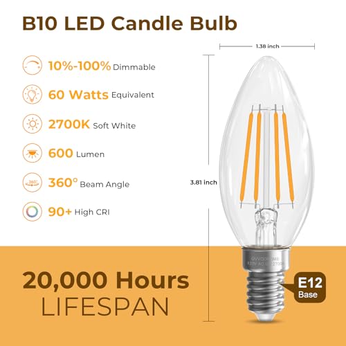 Candelabra Light Bulbs 60 Watt Equivalent (24 Count)