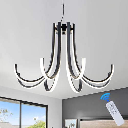 24.4 Inch Black Dimmable Modern LED Chandelier with Remote Control