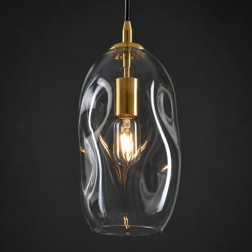 Glass Pendant Lights Kitchen Island Modern Gold Organic Clear Glass Light