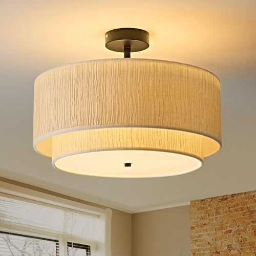 16" Black Semi Flush Mount Ceiling Light (Black)