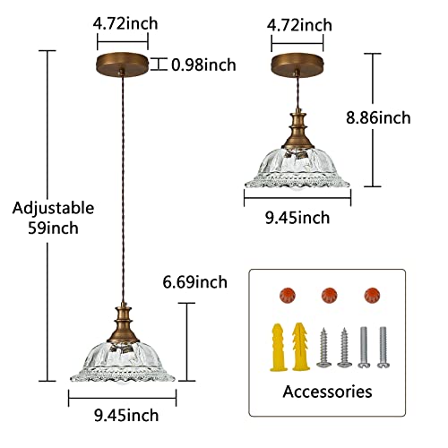 Glass Pendant Lights Modern Pendant Lighting Fixtures Hanging Lamp Brushed Finish Hanging Light Fixture for Kitchen Island Bedroom Dining Room Coffee Shop Hallway Hotel Living Room