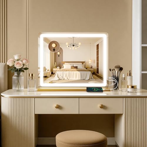 23"x18" Gold Vanity Mirror with Lights