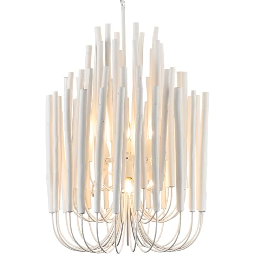 Whitewash Wood Large Chandelier Industrial Hanging Light Fixture 21 Inch