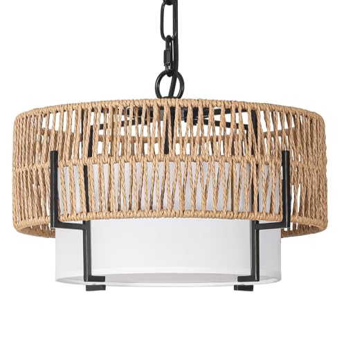 12.6" Rattan Pendant Light for Kitchen Island