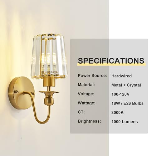 Hardwired Crystal Wall Sconces Set of 2 (2 Count)