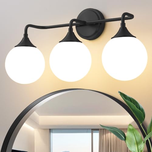 Black Bathroom Light Fixtures Over Mirror Vanity 3 (3 Count)
