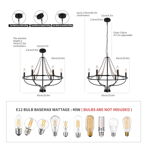 6 Light Wagon Wheel Chandelier