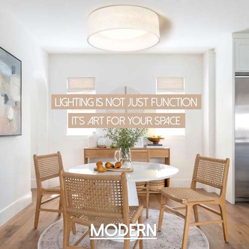 LED Flush Mount Ceiling Light with Fabric Shade