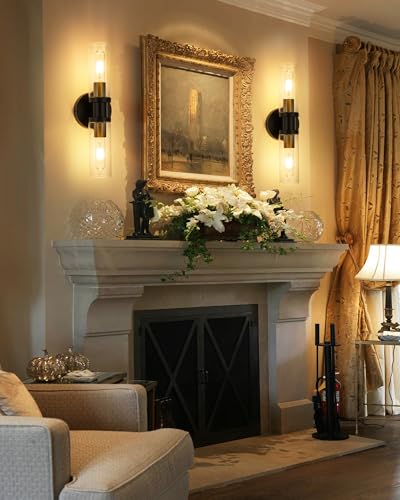 Black & Gold Wireless Battery Operated Wall Sconce with Remote (2 Count)