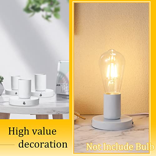 2 Pcs Polished Metal Desktop Lamp Base E26 E27 Screw Light Bulb Holder Sockets Night Light Base Lamp Replacement for Holding Bulb 6 Feet Cord on Off Switch Plug
