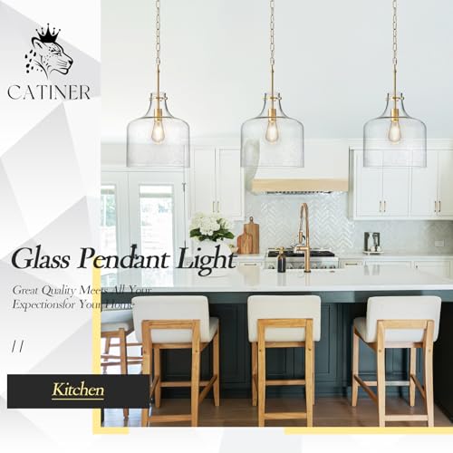 12" Farmhouse Seeded Glass Pendant Light