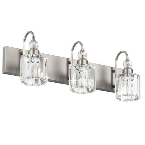 Brushed Nickel Vanity Light for Bathroom Crystal 3