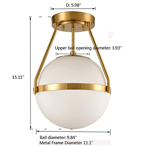 Mid Century Modern Globe Semi Flush Mount Ceiling Light Fixture