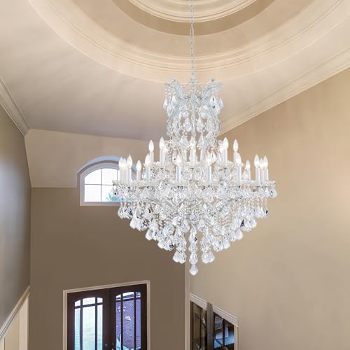 Large Silver Modern Crystal Chandelier Light Fixtures