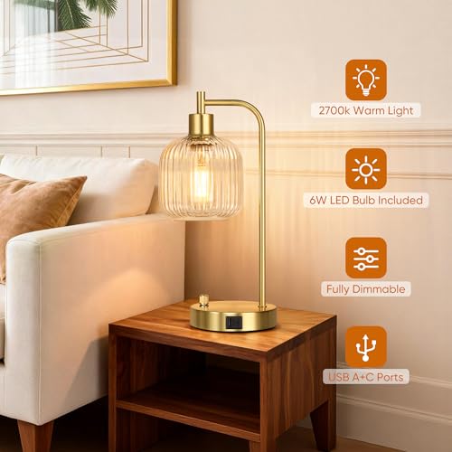 Clear Glass Table Lamps Set of 2