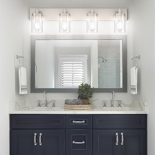Brushed Nickel Bathroom Light Fixtures 4 Lights Vanity Light for Bathroom Lighting Fixtures Over Mirror