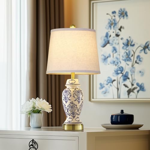 Chinoiserie Ceramic Small Table Lamps Set of 2 for Living Room Bedroom Bedside (2 Count)