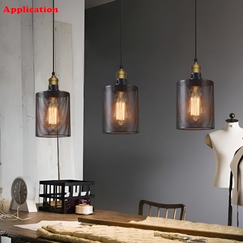 E26 Vintage Black Metal Cage Edison Light Fixture for Pendant Wall Sconce Floor Lamp & Ceiling Light Fixture