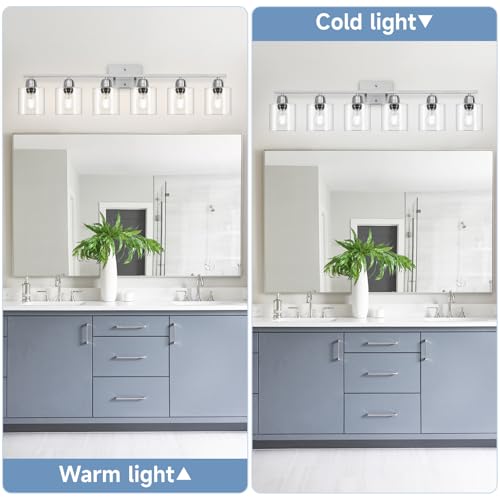 Modern Brushed Nickel 6 Light Bathroom Light Fixtures