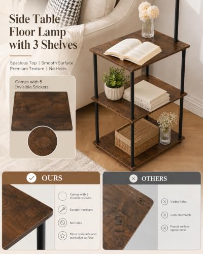 Floor Lamp with Table (Rustic Brown)