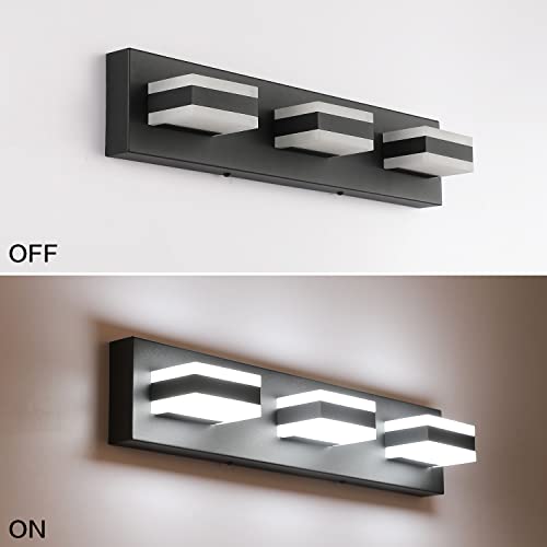 LED Black Bathroom Vanity Light Fixtures Over Mirror 3 Lights Bath Lighting Restroom Light Modern Vanity Lights for Bathroom Bath Lights ETL Listed
